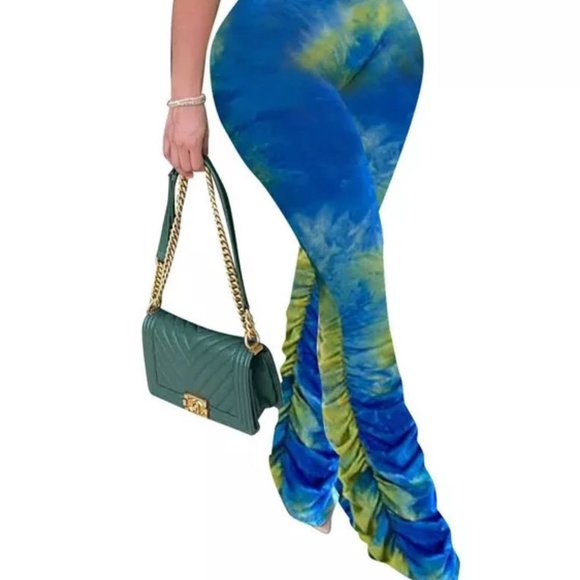 Tie Dye Stacked Jumpsuit-Blue Multi - Picture 2 of 2